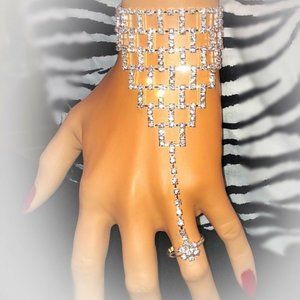 Crystal Rhinestone Slave Bracelet Silver Bridal